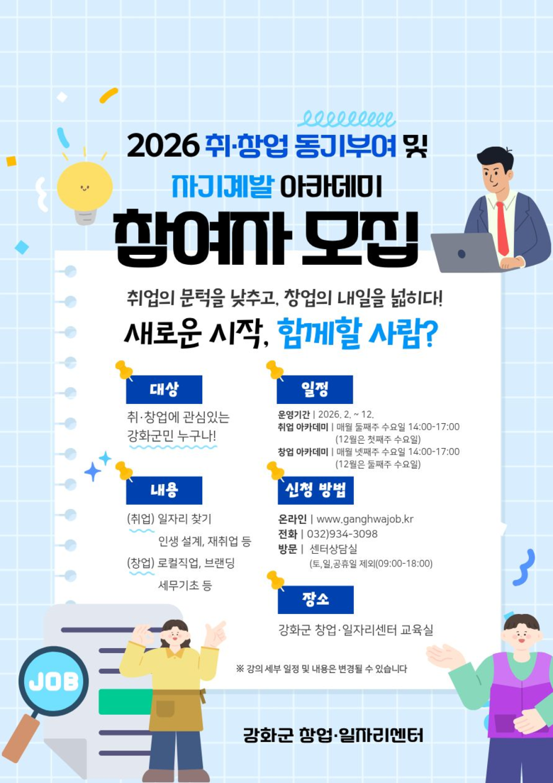 강화군 창업·일자리센터, “2026년...