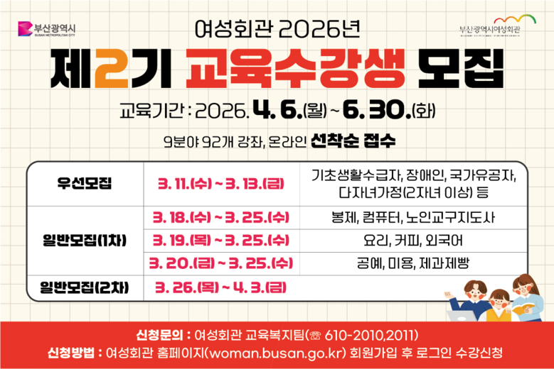 부산시 여성회관, 2026년 제2기 ...